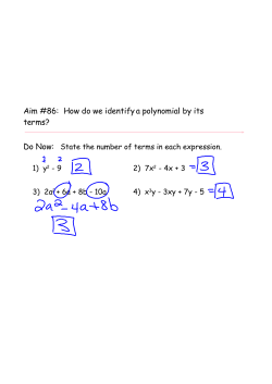 Aim #86: How do we identify a polynomial by its terms?