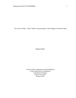 "Just a Fool`s Hope": JRR Tolkien`s Eucatastrophe as the Paradigm