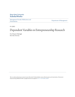 Dependent Variables in Entrepreneurship Research