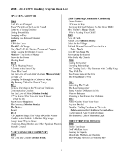 2008 &ndash; 2012 UMW Reading Program Book List