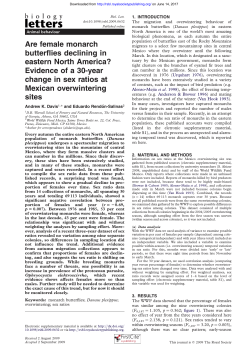 Are female monarch butterflies declining in eastern North America