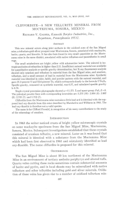 CLIFFORDITE-A NEW TELLURITE MINERAL FROM MOCTEZUMA