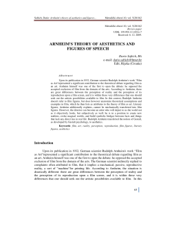 ARNHEIM`S THEORY OF AESTHETICS AND FIGURES OF SPEECH