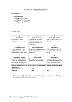 Examples of activity choice boards