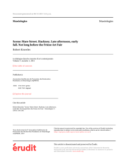 Scene: Mare Street. Hackney. Late afternoon, early fall. Not long