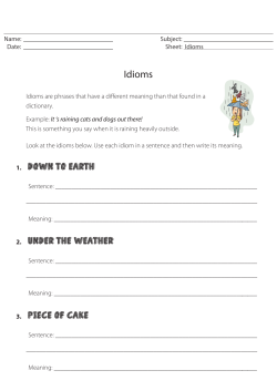 1. Down to Earth 2. under the weather 3. piece of cake Idioms
