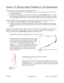 Lesson 15: Solving Vector Problems in Two
