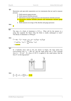 Q1: Barometers and open-tube manometers are two
