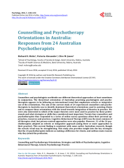 Counselling and Psychotherapy Orientations in Australia
