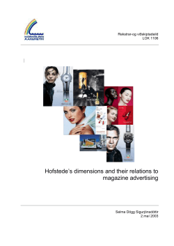 Hofstede`s dimensions and their relations to magazine advertising