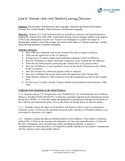 Unit V: Vietnam 1968-1969 Student Learning Outcomes