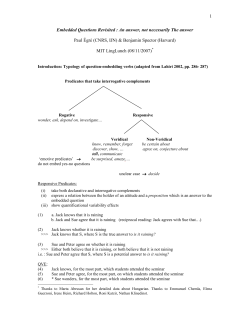 Embedded Questions Revisited : An answer, not necessarily The