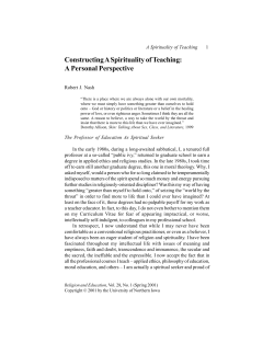 Constructing A Spirituality of Teaching: A Personal