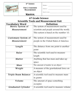 Notes 6th Grade Science Scientific Tools and Measurement Unit