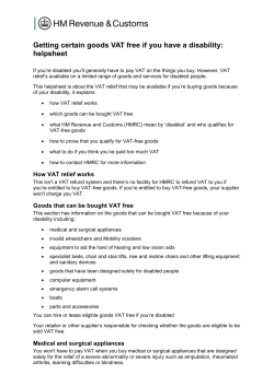 Getting certain goods VAT free if you have a disability: helpsheet