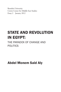 STATE AND REVOLUTION IN EGYPT: