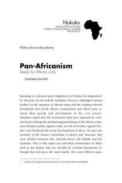 Politics Across Boundaries - Pan-Africanism Seeds for African unity