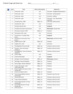 Protist/ Fungi Lab Check List