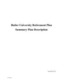 Butler University Retirement Plan Summary Plan Description