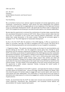 Letter to the President of ECOSOC from Major Groups and other