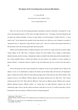 The Impact of the Great Depression on Korean Silk Industry