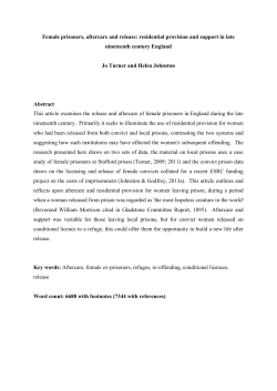 Female prisoners, aftercare and release: residential