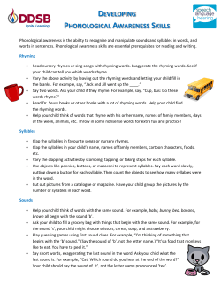 DEVELOPING PHONOLOGICAL AWARENESS SKILLS