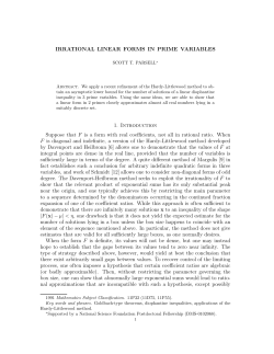 IRRATIONAL LINEAR FORMS IN PRIME VARIABLES 1. Introduction