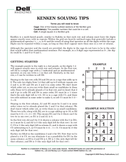 Kenken Solving Tips