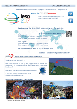 IESO 2017 NEWSLETTER #6 2017, FEBRUARY 22nd News from