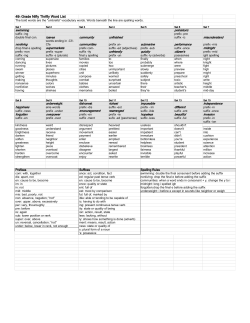 4th Grade Nifty Thrifty Word List