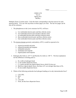 Page 1 of 8 Name CHEM 1474 Test #1 Spring 2011 Buckley