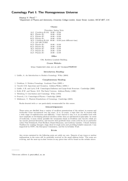 Cosmology Part I: The Homogeneous Universe