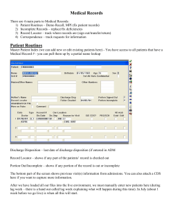 Medical Records Patient Routines