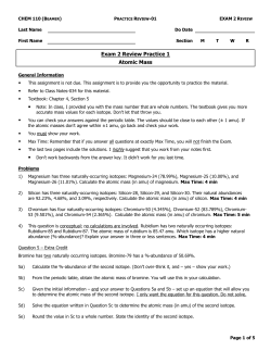 Exam 2 Review Practice 1 Atomic Mass