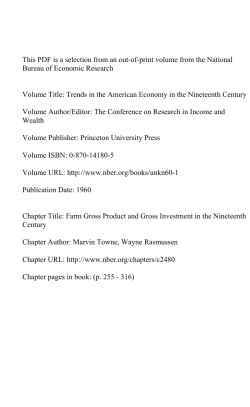 Farm Gross Product and Gross Investment in the Nineteenth