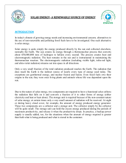 SOLAR ENERGY- A RENEWABLE SOURCE OF ENERGY