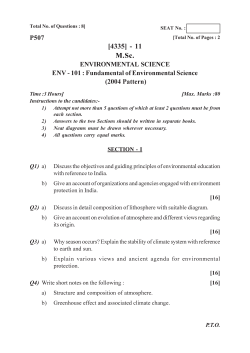 M. Sc. Environmental Science