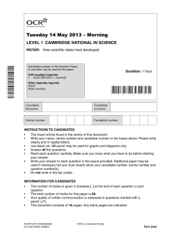Question paper - Unit R072/01 - How scientific ideas have
