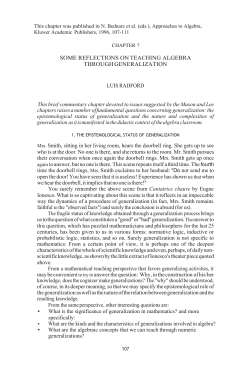 SOME REFLECTIONS ON TEACHING ALGEBRA