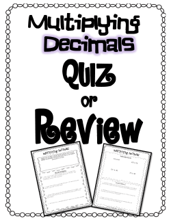 Multiplying Decimals - Mrs. LongSage Academy