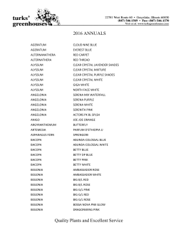 2016 ANNUALS - Turks` Greenhouses