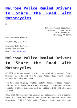 Melrose Police Remind Drivers to Share the Road with Motorcycles