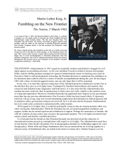 Martin Luther King, Jr., Fumbling on the New Frontier, The Nation, 3