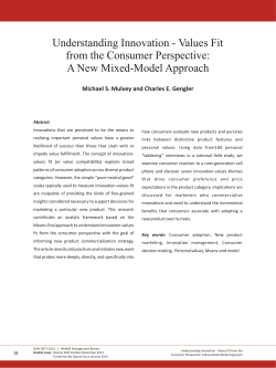 Understanding Innovation - Values Fit from the Consumer