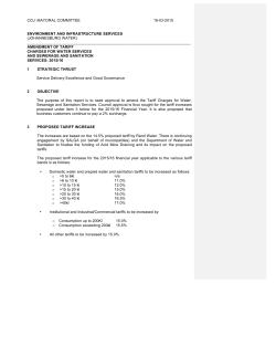 Revised Water Tariffs - City of Johannesburg