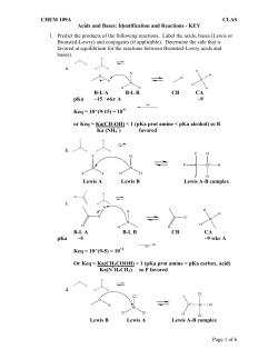 CHEM 109A CLAS Acids and Bases