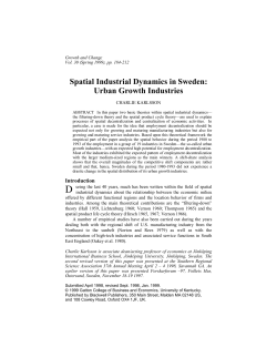 Spatial Industrial Dynamics in Sweden: Urban