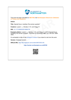 This work has been submitted to NECTAR, the Northampton