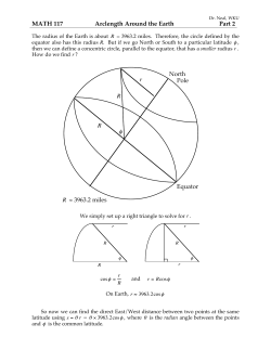 MATH 117 Arclength Around the Earth Part 2 &phi; R R r Equator
